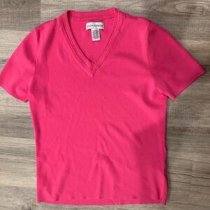 Sag Harbor Fuchsia V-Neck Top